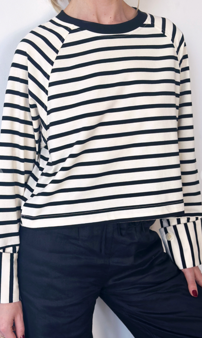 Striped Wide Cuff Sweatshirt