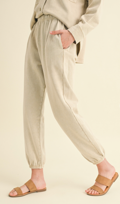 Tan Dye Washed Jogger Pants