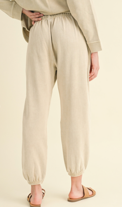 Tan Dye Washed Jogger Pants