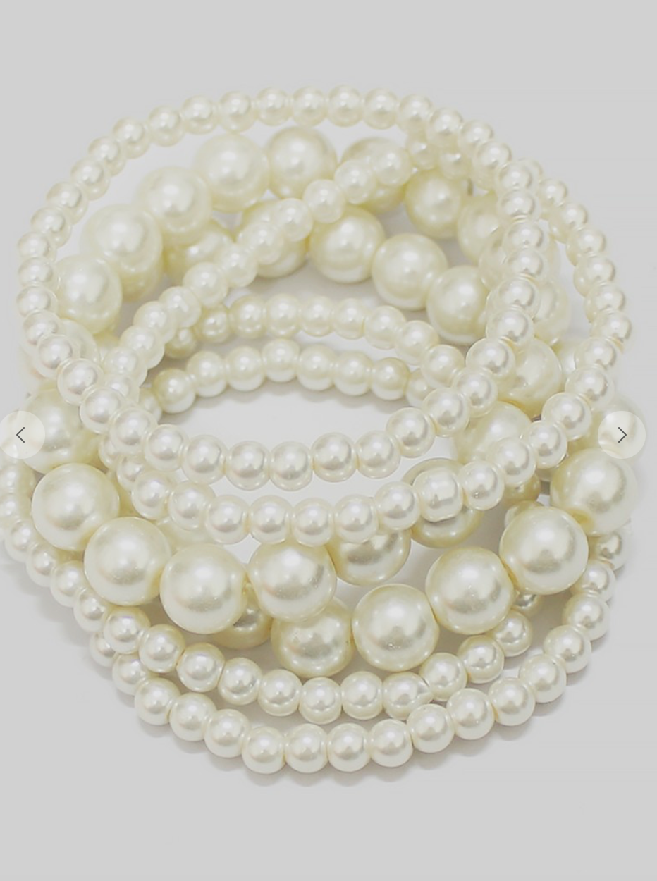 6 Piece Pearl Bracelet Stack