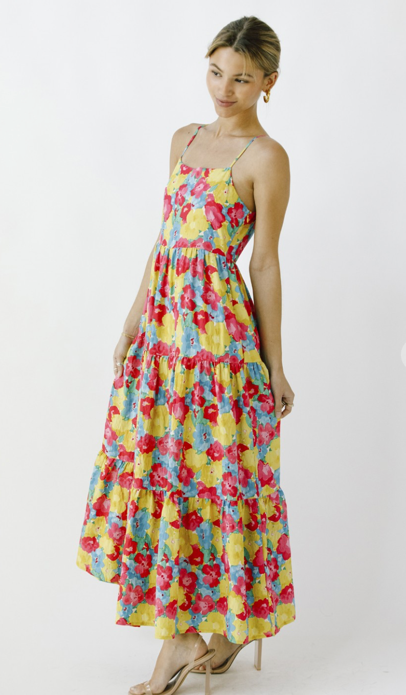 Bright Florals Midi Dress