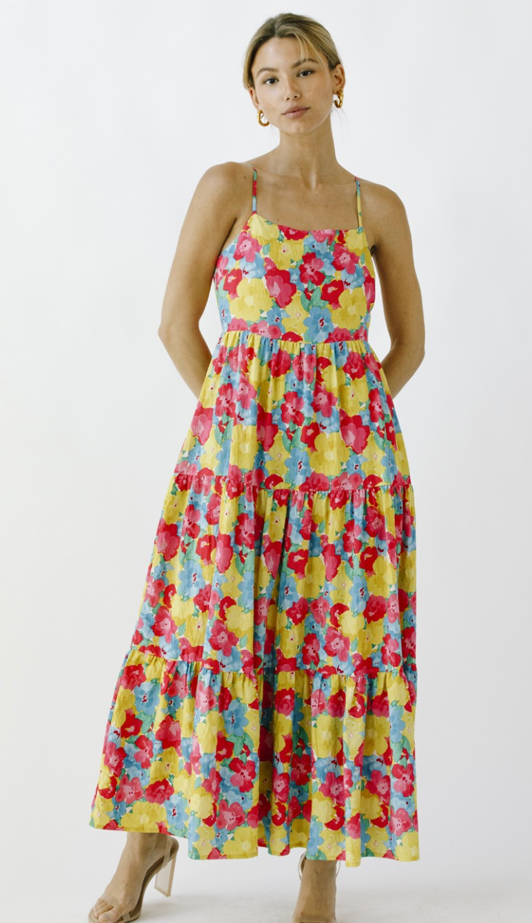 Bright Florals Midi Dress