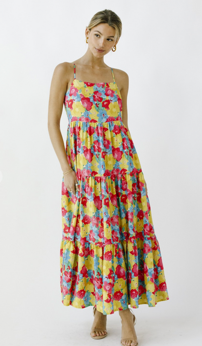 Bright Florals Midi Dress