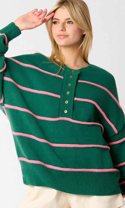 Green/Pink 3D Lines Sweater