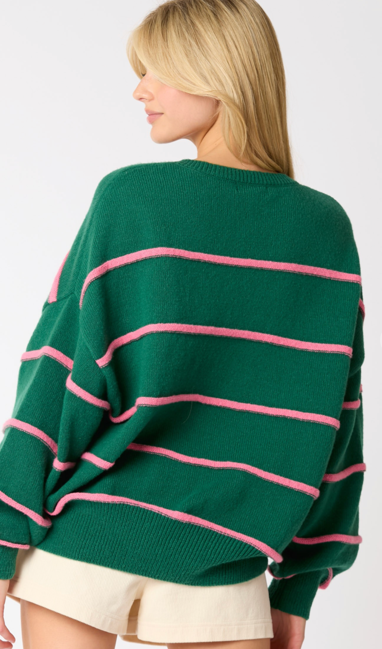 Green/Pink 3D Lines Sweater