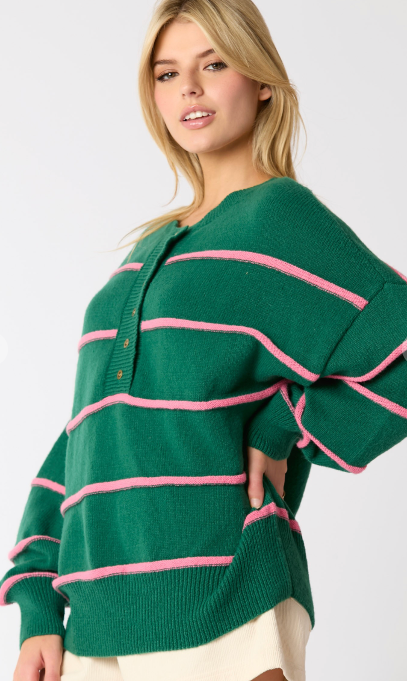 Green/Pink 3D Lines Sweater