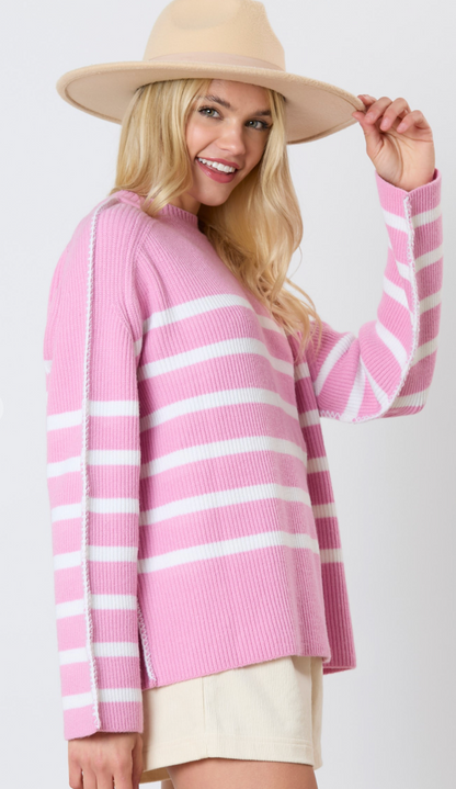 Pink Raglan Stripe Sweater