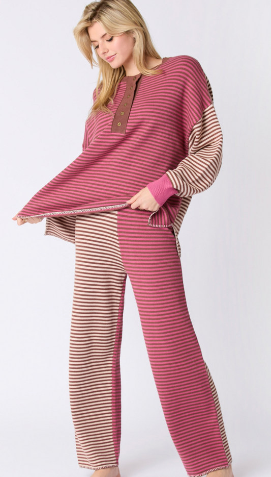 Pink/Mocha Stripe Lounge Pants