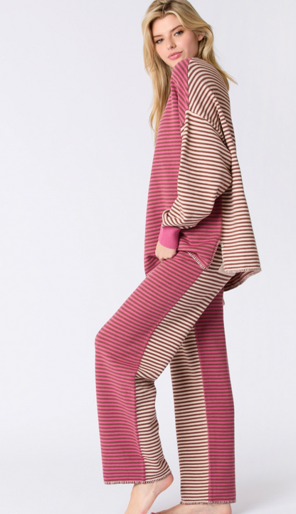 Pink/Mocha Stripe Lounge Pants