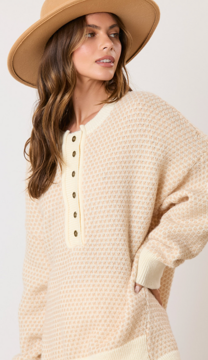 Oversized Stripe Sweater Cream/Taupe