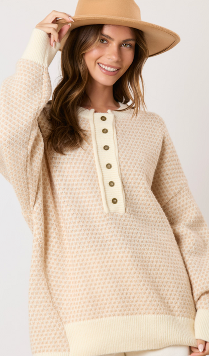 Oversized Stripe Sweater Cream/Taupe