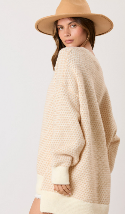 Oversized Stripe Sweater Cream/Taupe