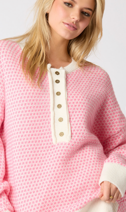 Oversized Stripe Sweater Pink/White