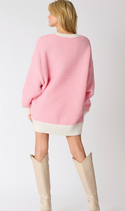 Oversized Stripe Sweater Pink/White