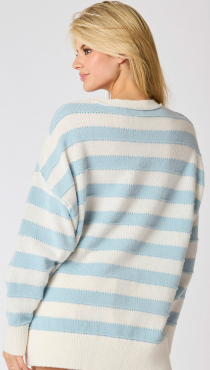 Light Blue Stripe Oversized Sweater