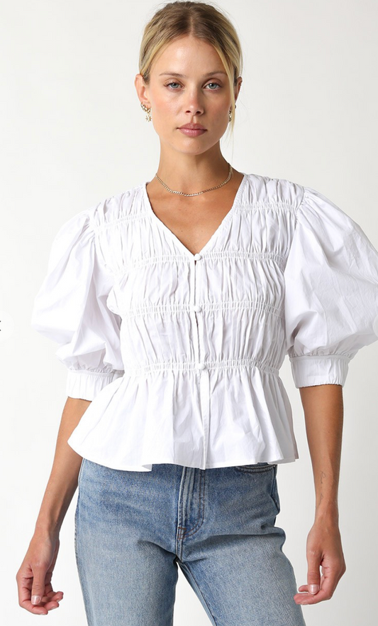 Heidi Puff Sleeve Top White