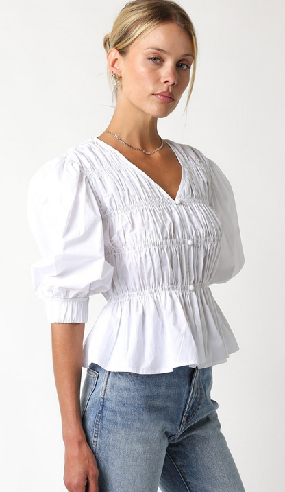 Heidi Puff Sleeve Top White