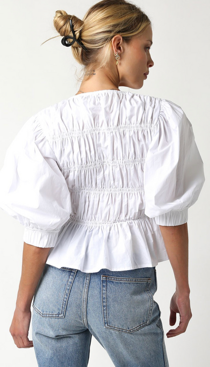 Heidi Puff Sleeve Top White