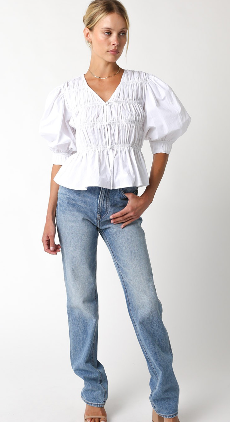 Heidi Puff Sleeve Top White