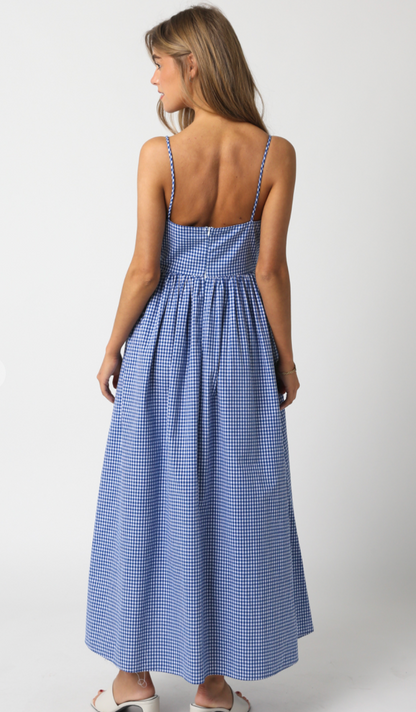 Shelby Blue Gingham Maxi Dress