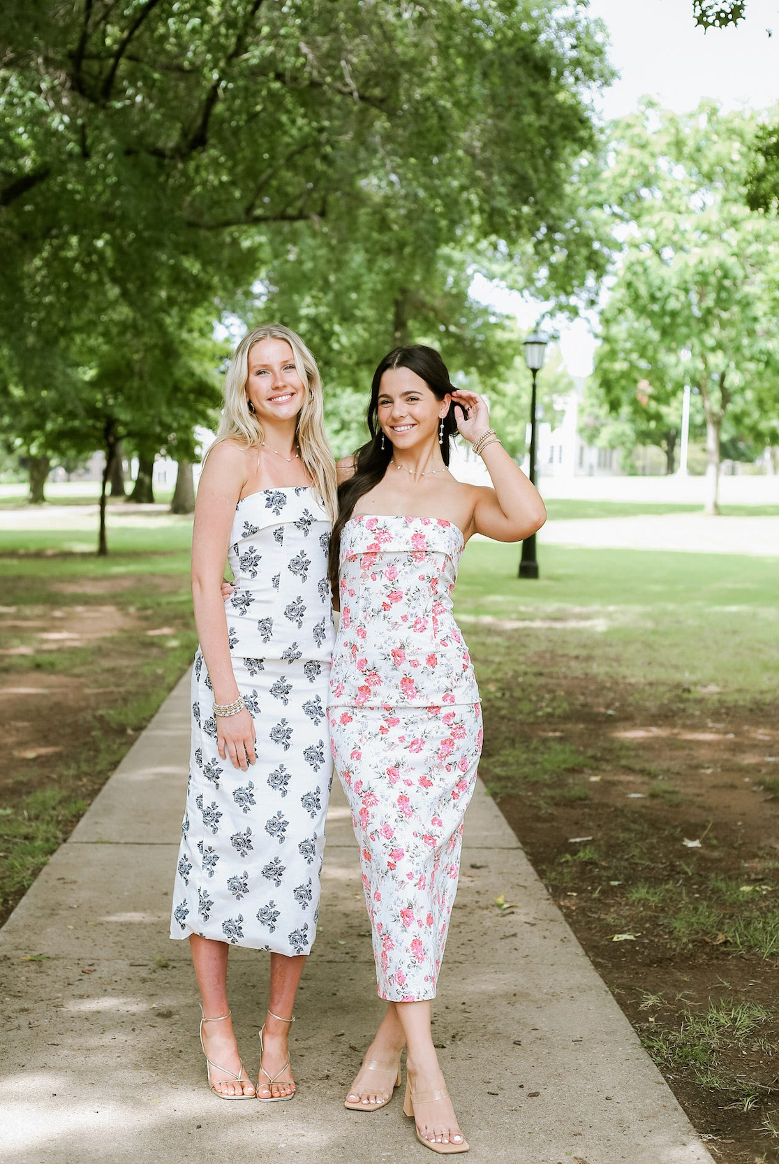 Pink Floral Strapless Dress