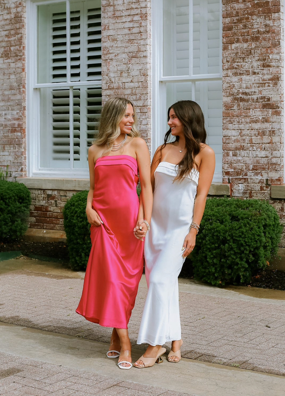 Strapless Satin Maxi Dress Pink