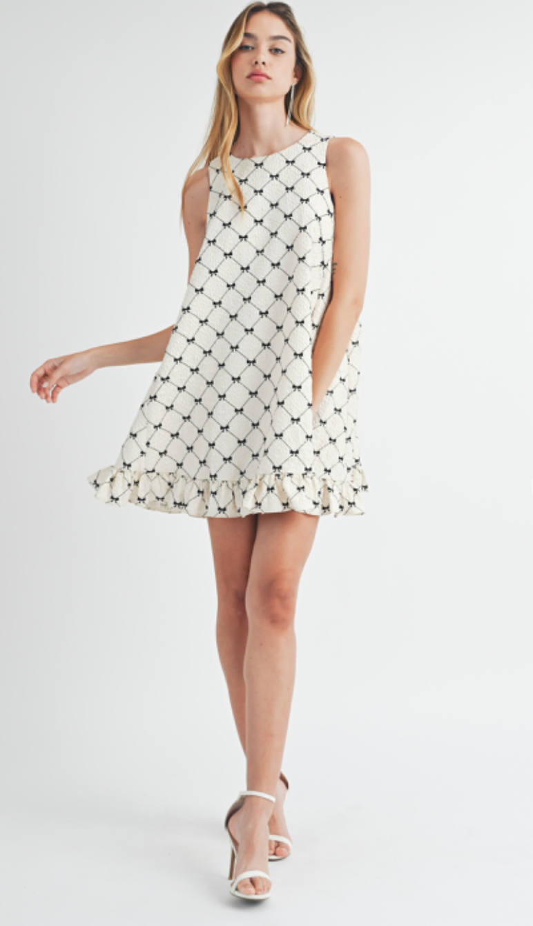 Blow Flocking Ruffle Hem Dress