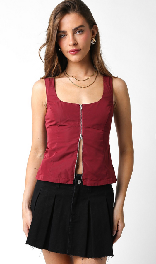 Melissa Zipper Tank Wine