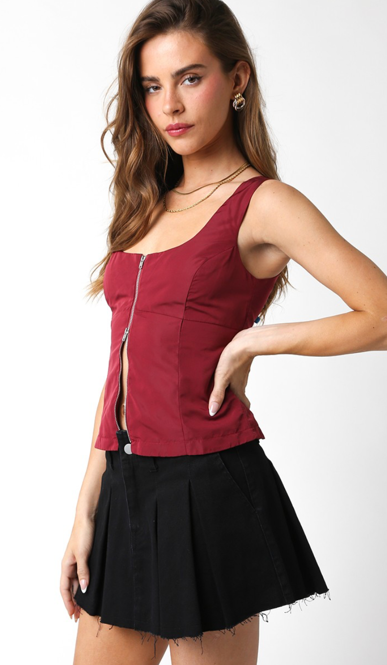 Melissa Zipper Tank Wine