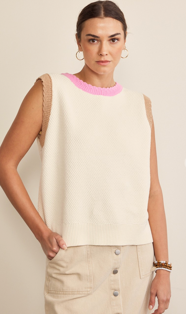 Color Block Sleeve Sweater Vest