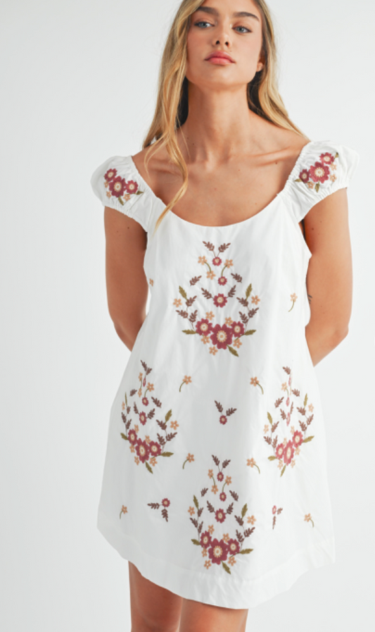 Sia Embroidered Mini Dress