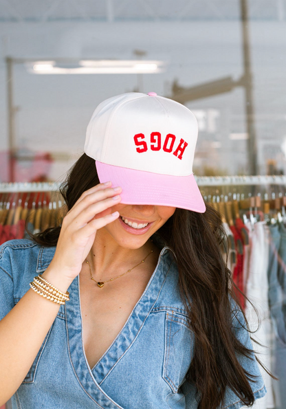 Upside Down Hogs Vintage Trucker Cream/Pink