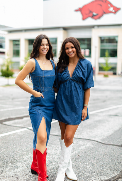 Denim Midi Dress w/ Slit