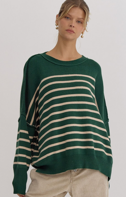 Cameron Oversize Stripe Sweater Green