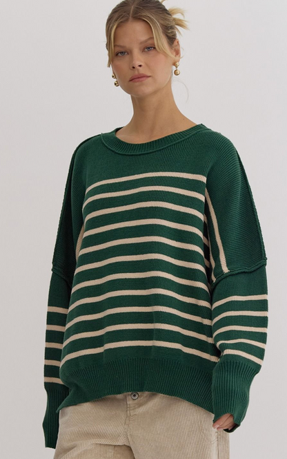 Cameron Oversize Stripe Sweater Green