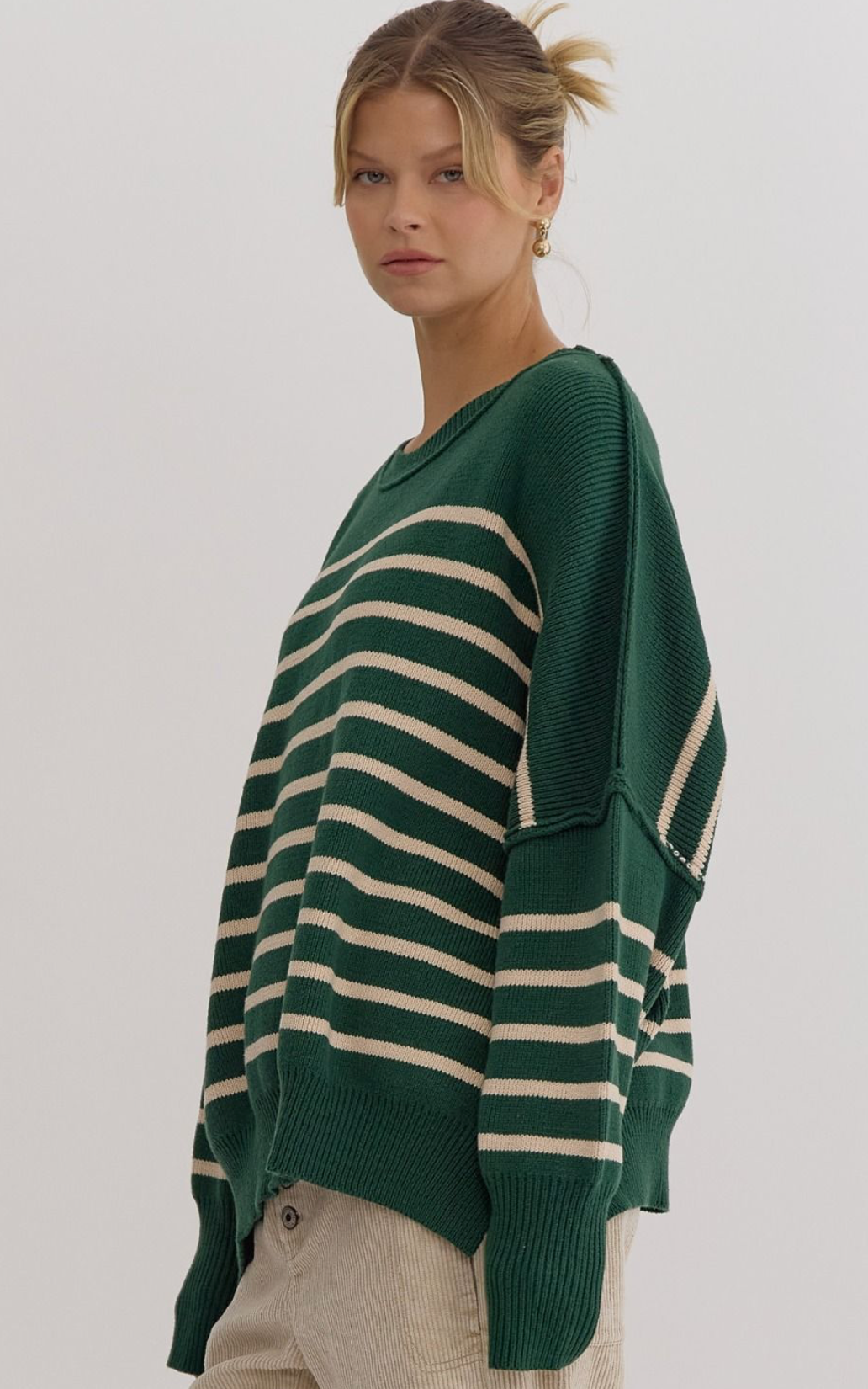 Cameron Oversize Stripe Sweater Green