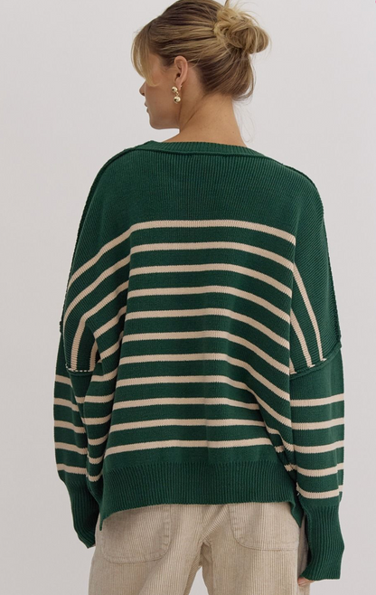 Cameron Oversize Stripe Sweater Green