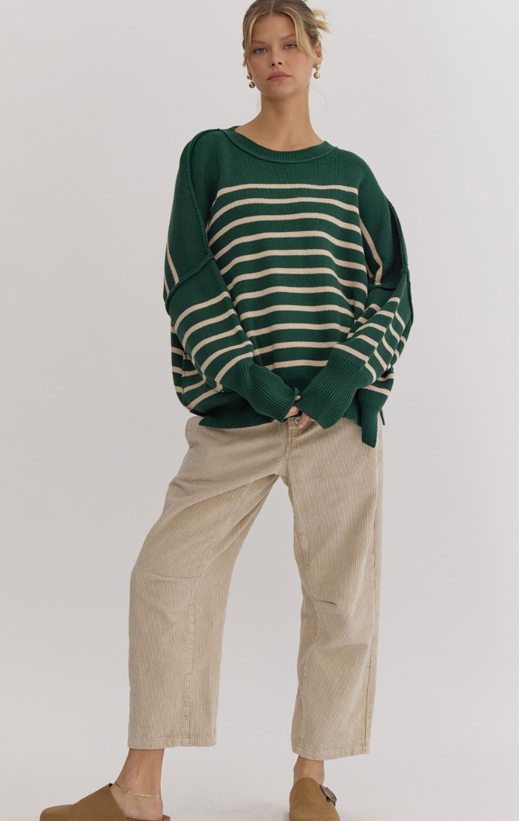 Cameron Oversize Stripe Sweater Green