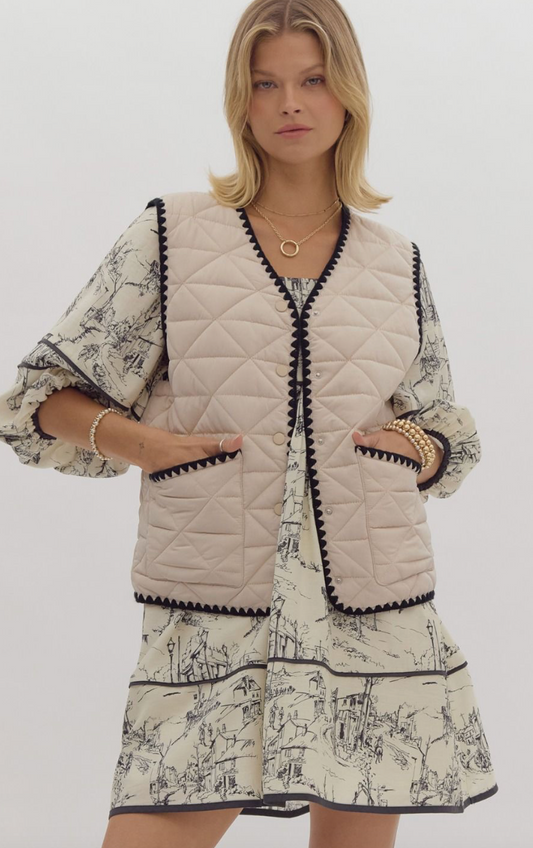 Quilted Snap Button Vest