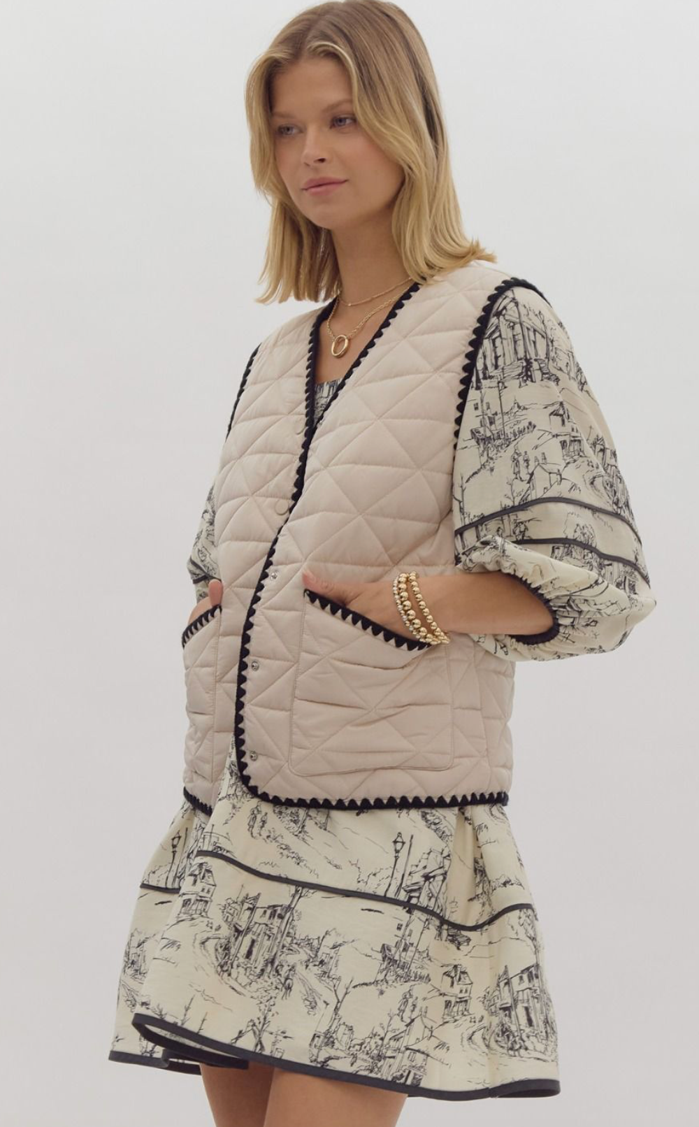 Quilted Snap Button Vest