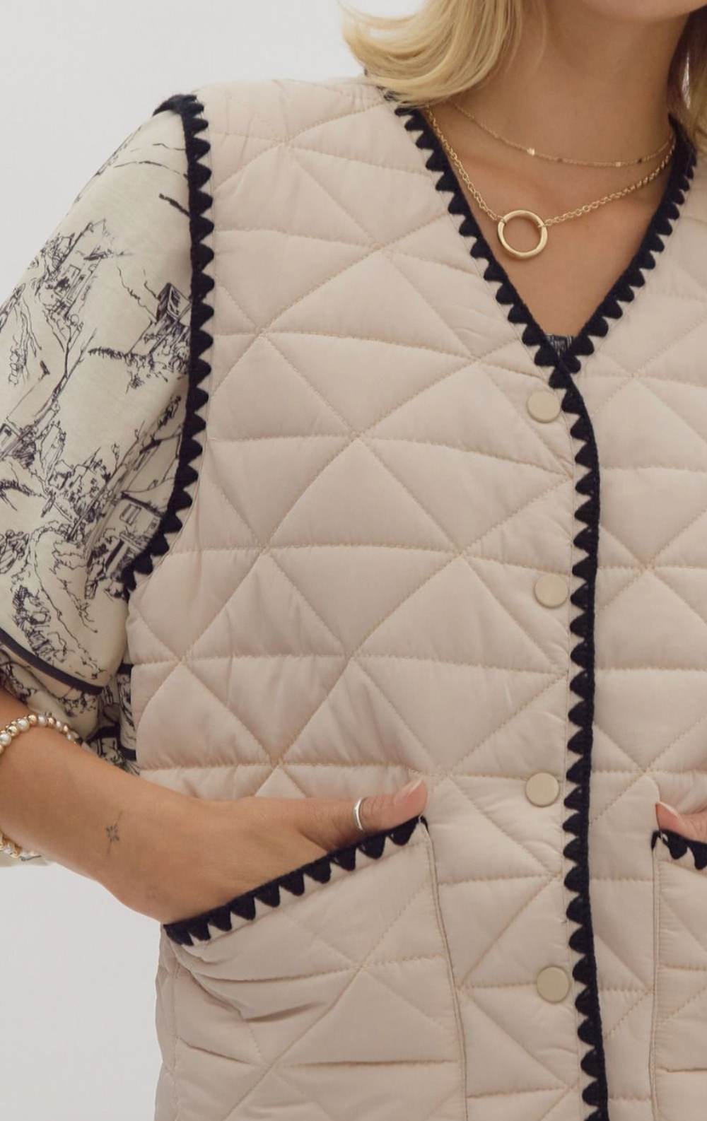 Quilted Snap Button Vest