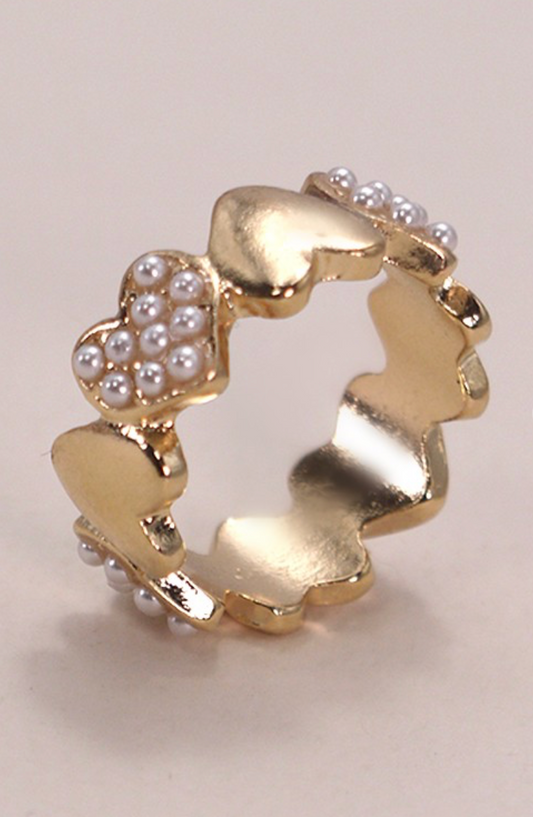 Pearl Hearts Ring