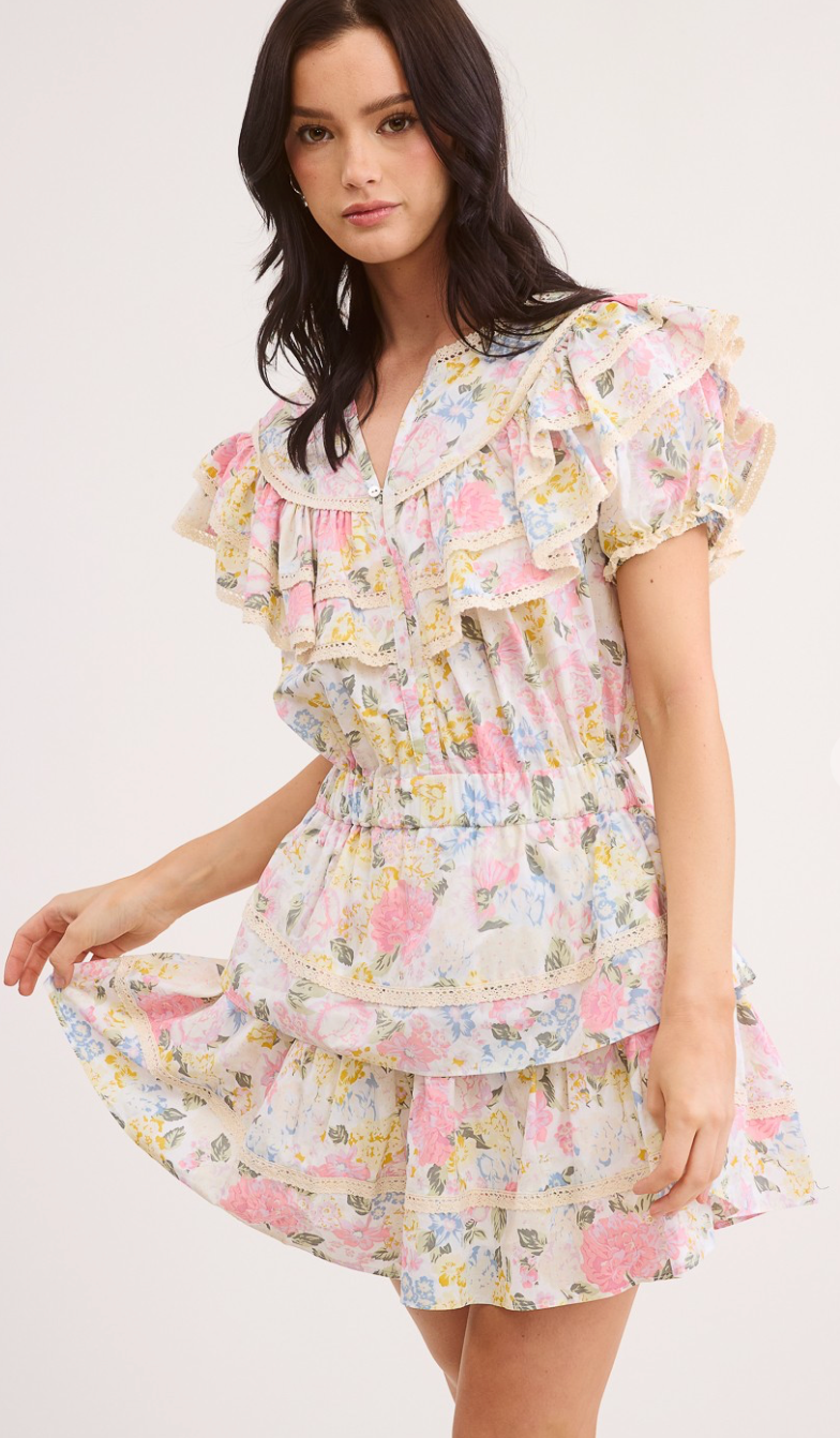 Victoria Floral Ruffled Mini Dress