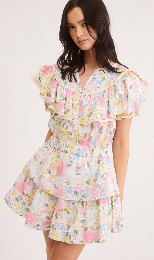 Victoria Floral Ruffled Mini Dress