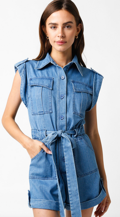 Harper Tied Denim Romper