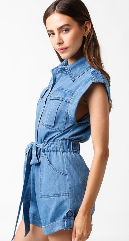 Harper Tied Denim Romper