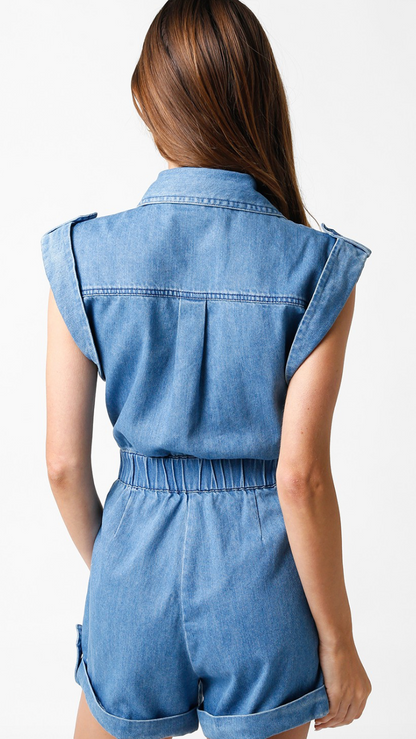 Harper Tied Denim Romper