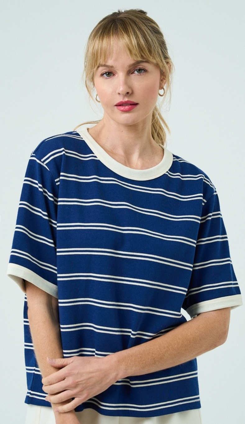 Navy/Cream Stripe T-shirt