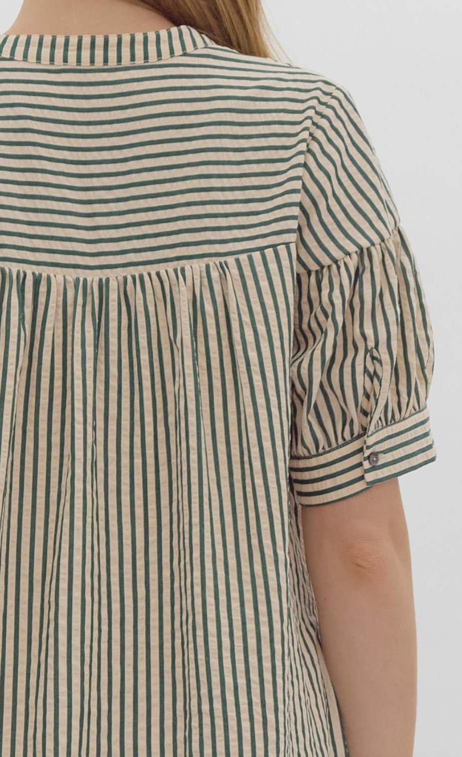 Short Sleeve Green Stripe Dress