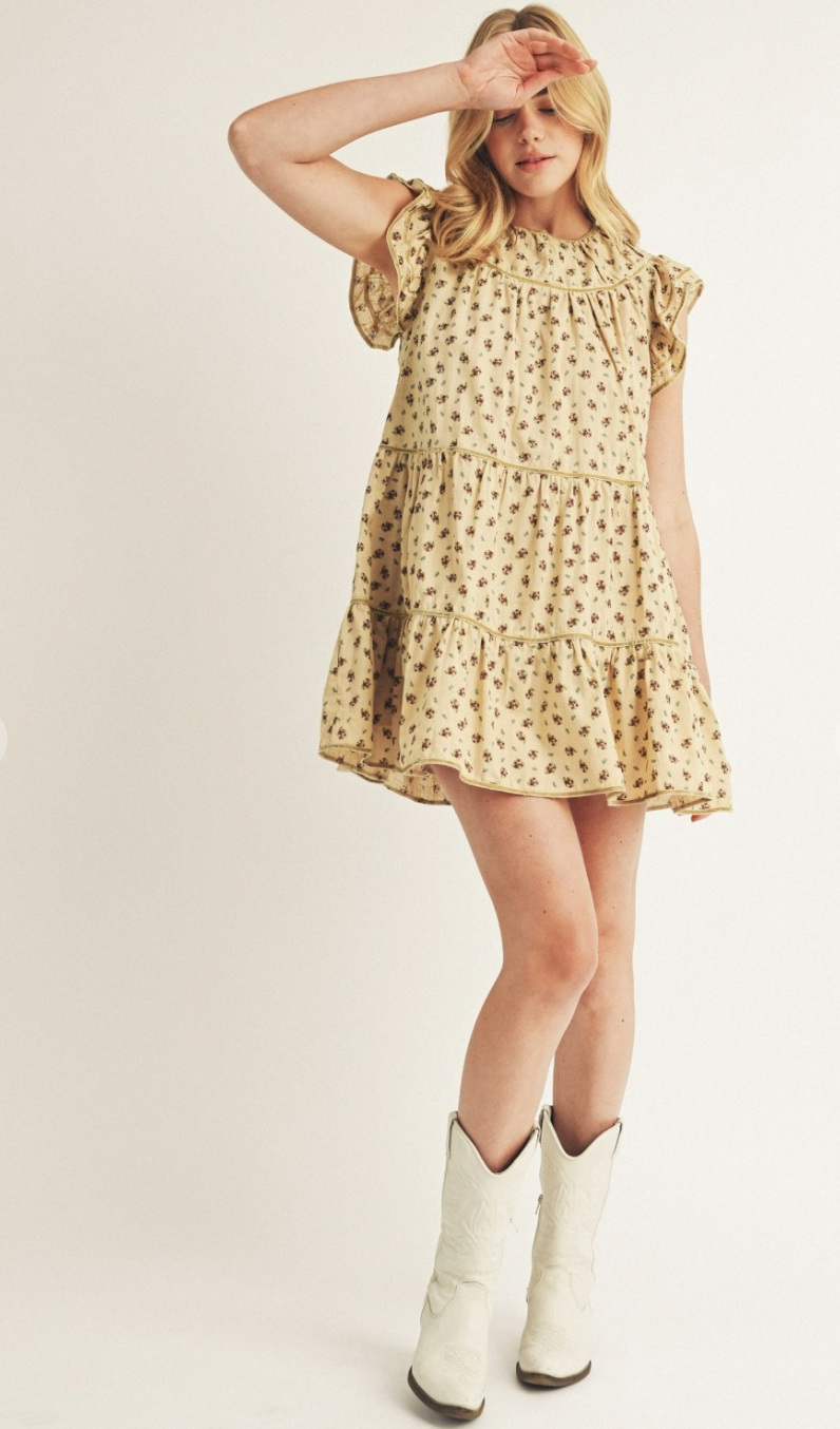 Beth Tiered Floral Flutter Dress